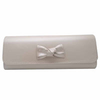 Emis Womens BEIGE Emis Womens Beige Leather Bow Detail Clutch Bag - T20 7705 Beige