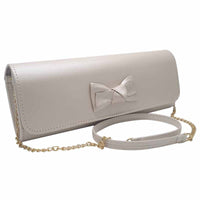 Emis Womens BEIGE Emis Womens Beige Leather Bow Detail Clutch Bag - T20 7705 Beige