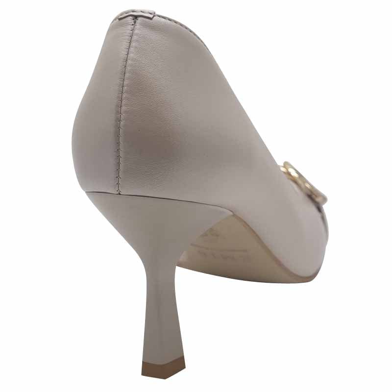 Emis Womens Emis Womens Beige Leather Court Shoe Slip On Shoe - 8243/042