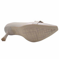 Emis Womens Emis Womens Beige Leather Court Shoe Slip On Shoe - 8243/042