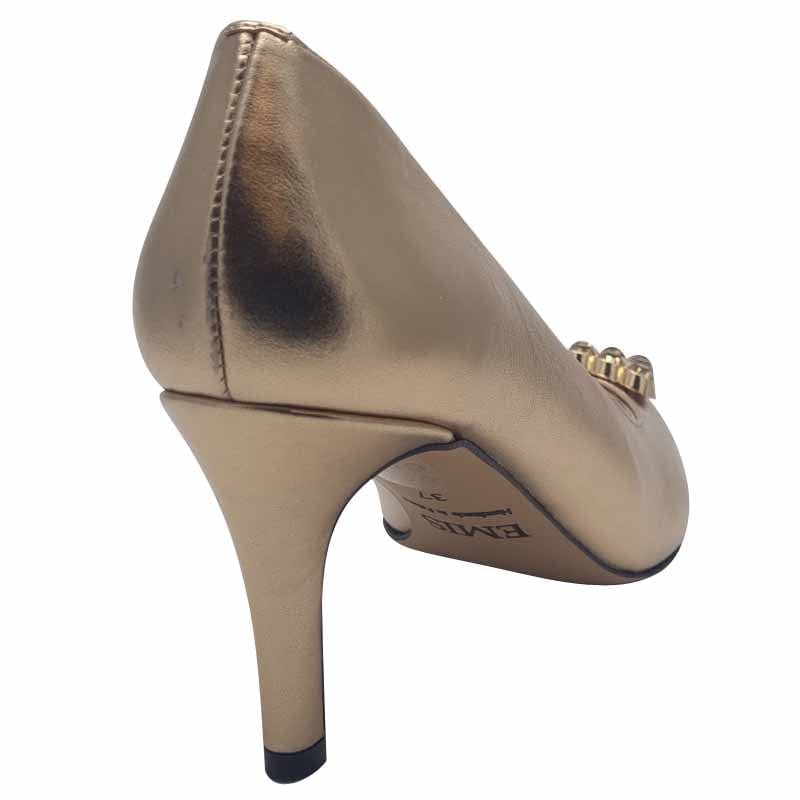 Emis Womens Emis Womens Gold Leather Court Shoe Slip On Shoe - 8276/821o