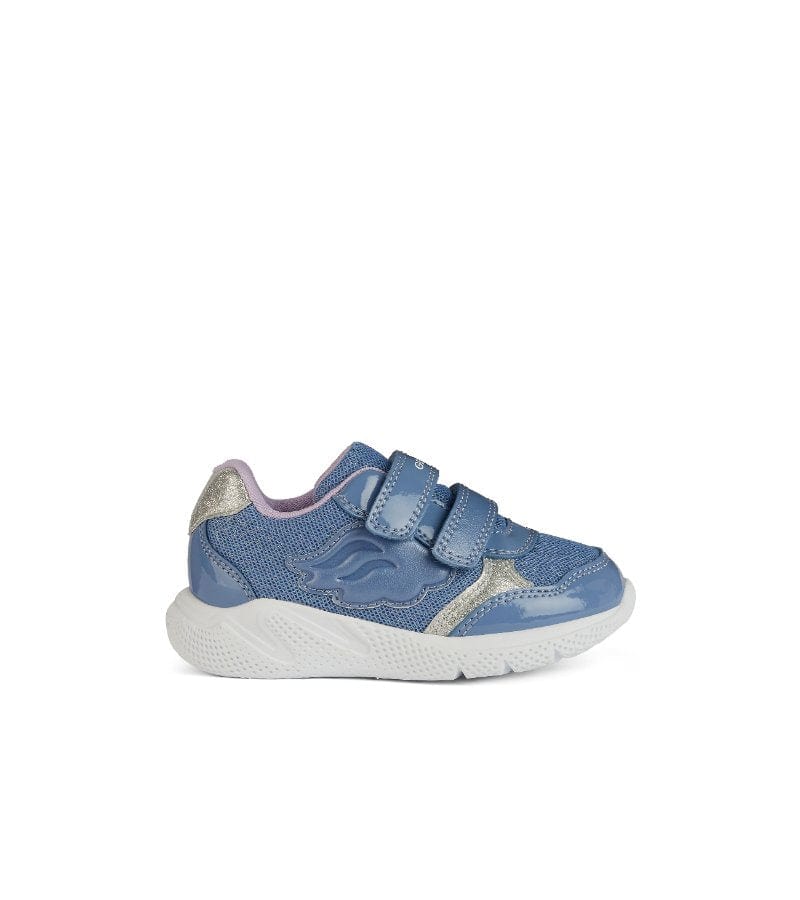 Geox Kids Geox Infant Girls Blue Glitter Mesh Casual Sporty Trainer Sprintye - B454TC