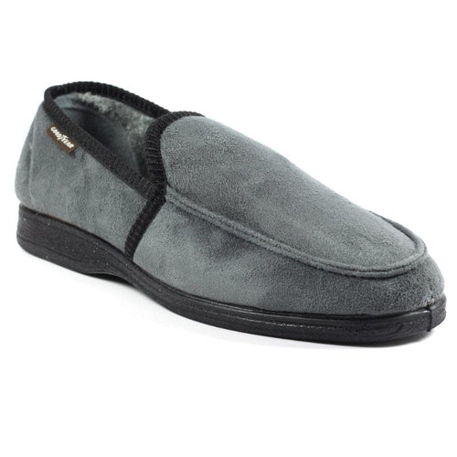 Lunar Mens 7UK / GREY Lunar Mens Slipper With Goodyear Rubber Sole In Grey - Eden