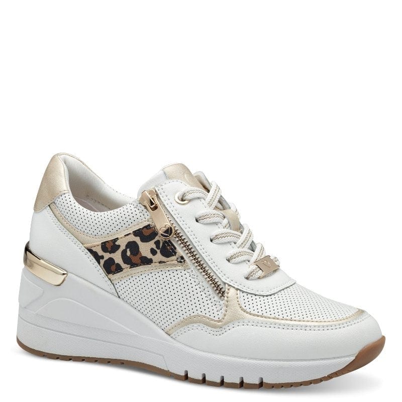 Marco Tozzi Womens 3UK / WHITE Marco Tozzi Womens White Patterned Fashion Trainer 2-23742-42