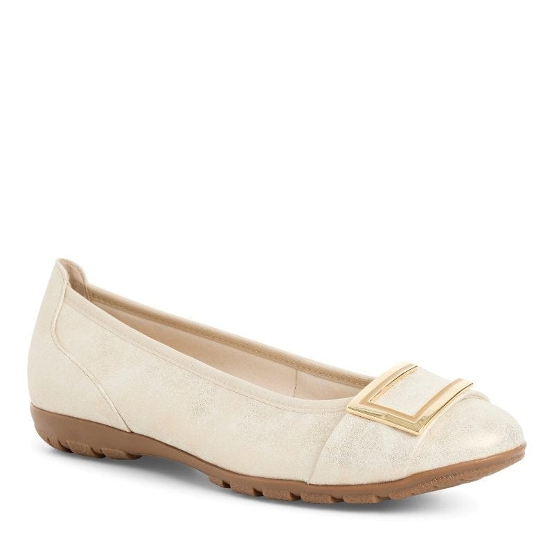 Marco Tozzi Womens 4UK / CREAM Marco Tozzi Womens Metallic Suede Flat 2-22111-44