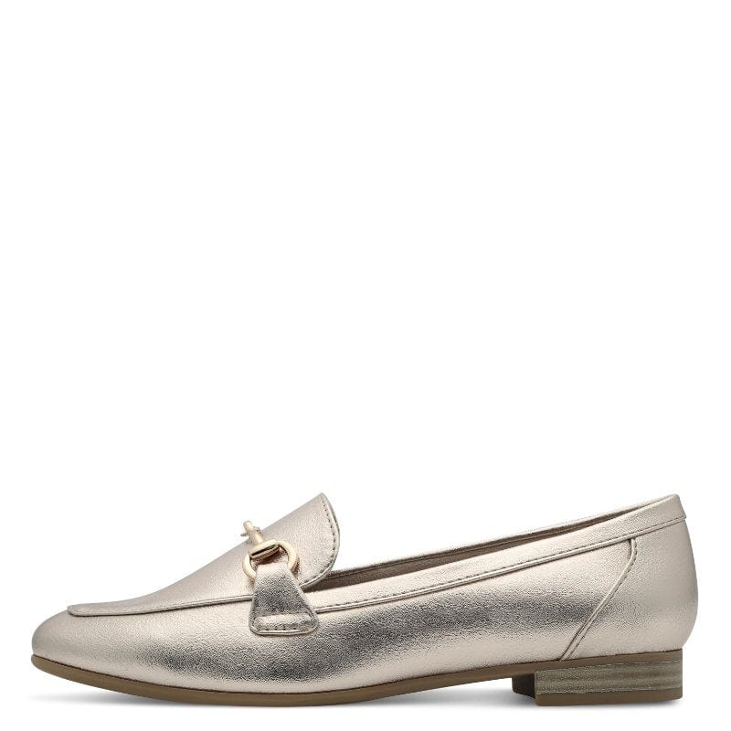 Marco Tozzi Womens Marco Tozzi Womens Gold Metallic Slip-On Loafer 2-24213-41