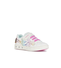 Portfashion.com Geox Girls Slip In White Light Up  Unicorn Casual Trainer Skylin - J458WC