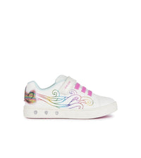 Portfashion.com Geox Girls Slip In White Light Up  Unicorn Casual Trainer Skylin - J458WC