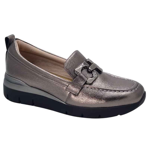 Zanni & Co Womens 5UK / SILVER Zanni & Co Womens Patent Silver Slip-On Loafer - Chilan-One